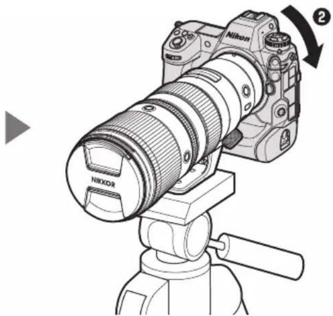 NIKON NIKKOR Z 600mm f/6.3 VR S - Lorsque l'objectif est fixé à un trépied : fixation du boîtier de l'appareil photo - 2