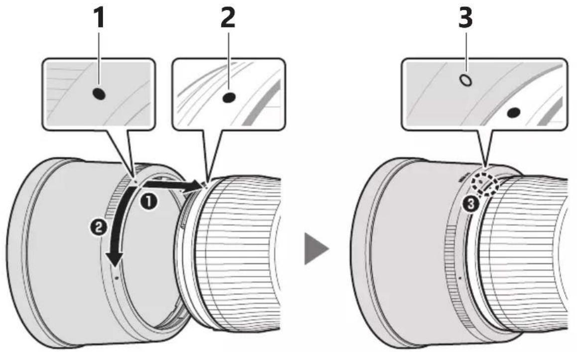 NIKON NIKKOR Z 600mm f/6.3 VR S - Fixation du parasoleil - 1