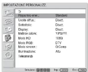 SONY FWD-42LX1 - Menu IMPOSTAZIONE RSONALIZZ. - 1