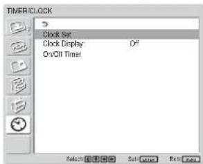 SONY FWD-42LX1 - TIMER/CLOCK（定时器／时钟） 菜单 - 1