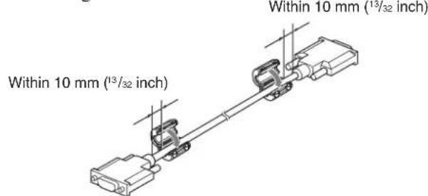 SONY FWD-42LX1 - Attaching the ferrite cores - 1