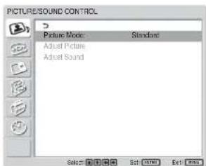 SONY FWD-42LX1 - PICTURE/SOUND CONTROL menu - 1
