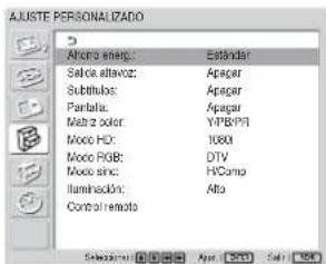 SONY FWD-42LX1 - Menú AJUSTE PERSONALIZADO - 1