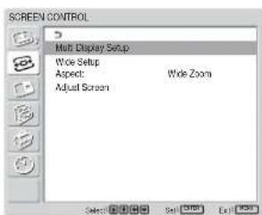 SONY FWD-42LX1 - Press ↑/↓ to move the cursor (yellow) to "SCREEN CONTROL" and press ENTER. - 1