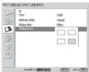 SONY FWD-42LX1 - Einstellen der Position des Zusatzbildes (nur bei „PinP“) - 1