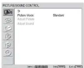 SONY FWD-42LX1 - Configuration of the menu - 1