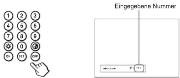 SONY FWD-42LX1 - Geben Sie mit den Tasten 0 – 9 auf der Fernbedienung die Indexnummer des Monitors ein, den Sie steuern wollen. - 1