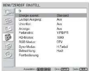 SONY FWD-42LX1 - Wählen Sie „BENUTZERDEF. EINSTELL.“ und drücken Sie ENTER. - 1
