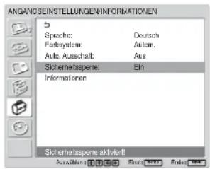 SONY FWD-42LX1 - So aktivieren Sie die Sicherheitssperre - 4