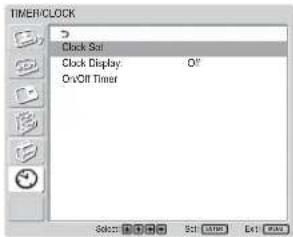 SONY FWD-42LX1 - TIMER/CLOCK menu - 1
