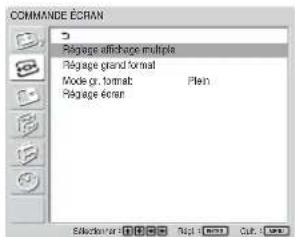 COMMANDÉ ECRAN Regage affincharge multiple Regage grand format Mode cr. format: Plain Regage écran