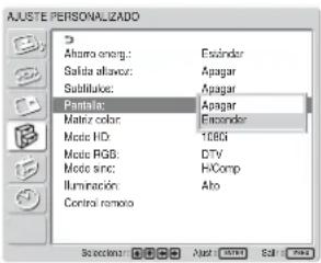 SONY FWD-42LX1 - En el menú AJUSTE PERSONALIZADO, pulse - 1