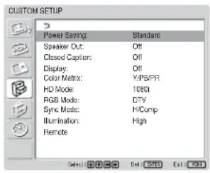 SONY FWD-42LX1 - CUSTOM SETUP menu - 1