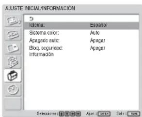 SONY FWD-42LX1 - Menú AJUSTE INICIAL/ ORMACIÓN - 1