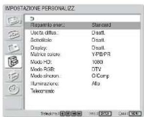 SONY FWD-42LX1 - Premere ↑/↓ per spostare il cursore (giallo) su "IMPOSTAZIONE PERSONALIZZ.", quindi premere ENTER. - 1