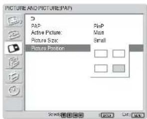 SONY FWD-42LX1 - Adjusting the position of the inset picture (For PinP only) - 1
