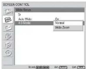 SONY FWD-42LX1 - Press ↑/↓ to move the cursor (yellow) to "SCREEN CONTROL" and press ENTER. - 4