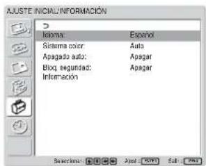 SONY FWD-42LX1 - Pulse ↑/↓ para desplazar el cursor (amarillo) hasta “AJUSTE INICIAL/INFORMACIÓN” y pulse ENTER. - 1
