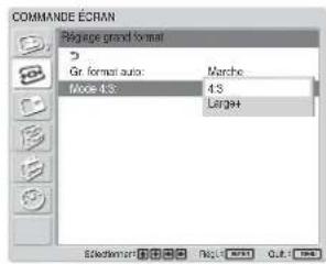 COMMANDÉ ÉCRAN RegPage grand format Gr format auto: Marche Mode 43: 43 Large44