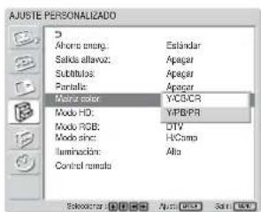 SONY FWD-42LX1 - Pulse ↑/↓ para desplazar el cursor (amarillo) hasta “Matriz Color” y pulse ENTER. - 1