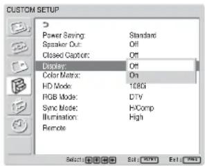 SONY FWD-42LX1 - Input Signal, Picture Mode and Display Status Information - 1
