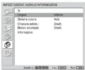 SONY FWD-42LX1 - Menu IMPOSTAZIONE INIZIALE/ORMAZIONI - 1
