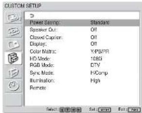 SONY FWD-42LX1 - CUSTOM SETUP（用户设定）菜单 - 1