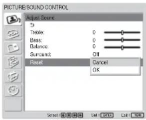 SONY FWD-42LX1 - Restoring the Adjust Sound Menu Items to Their Original Settings - 1