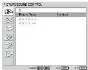 SONY FWD-42LX1 - PICTURE/SOUND CONTROL (图像/声音控制) 菜单 - 1