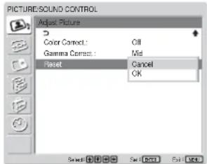 SONY FWD-32LX1R - Restoring the Adjust Picture Menu Items to Their Original Settings - 1