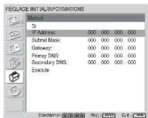 SONY FWD-32LX1R - Définition d'une adresse IP manuellement (Manual) - 1