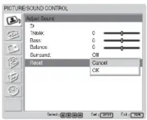 SONY FWD-32LX1R - Restoring the Adjust Sound Menu Items to Their Original Settings - 1