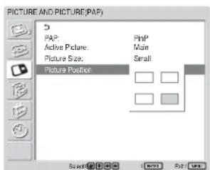 SONY FWD-32LX1R - Adjusting the position of the inset picture (For PinP only) - 1