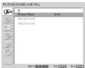 SONY FWD-32LX1R - PICTURE/SOUND CONTROL menu - 1
