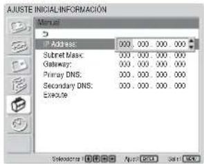 SONY FWD-32LX1R - Seleccione "Manual" en el paso 4 de "Obtención automática de una dirección IP (DHCP)" y pulse ENTER. - 2