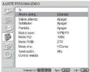 SONY FWD-32LX1R - Seleccione “AJUSTE PERSONALIZADO” y pulse ENTER. Aparece lo siguiente en pantalla. - 1