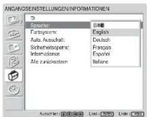 SONY FWD-32LX1R - Auswählen der Menüsprache - 3