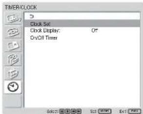 SONY FWD-32LX1R - TIMER/CLOCK（定时器／时钟） 菜单 - 1