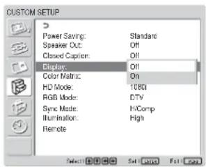SONY FWD-32LX1R - Input Signal, Picture Mode and Display Status Information - 1