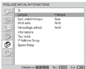 SONY FWD-32LX1R - Menu RÉGLAGE INITIAL/ORMATIONS - 1