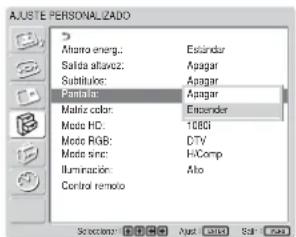 SONY FWD-32LX1R - En el menú AJUSTE PERSONALIZADO, pulse - 1