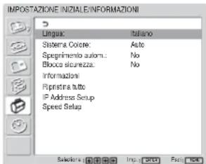 SONY FWD-32LX1R - Menu IMPOSTAZIONE INIZIALE/ORMAZIONI - 1