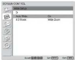 SONY FWD-32LX1R - Press ↑/↓ to move the cursor (yellow) to "SCREEN CONTROL" and press ENTER. - 2