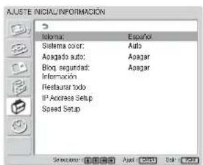 SONY FWD-32LX1R - Seleccione "AJUSTE INICIAL/ - 1