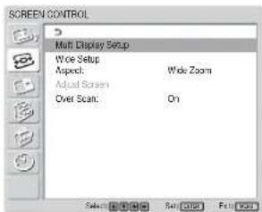SONY FWD-32LX1R - Press ↑/↓ to move the cursor (yellow) to "SCREEN CONTROL" and press ENTER. - 1
