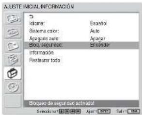 SONY FWD-32LX1R - Para activar el bloqueo de seguridad - 4