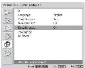 SONY FWD-32LX1R - To activate the Security Lock - 4