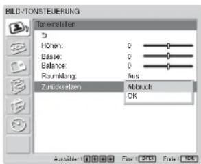 SONY FWD-32LX1R - Zurücksetzen der Optionen im Menü Ton einstellen auf die ursprünglichen Werte - 1