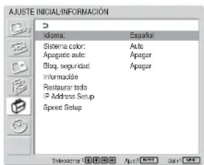 SONY FWD-32LX1R - Menú AJUSTE INICIAL/ ORMACIÓN - 1