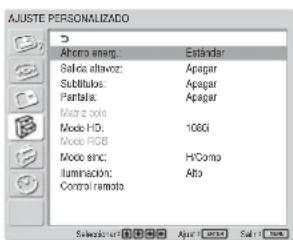 SONY FWD-32LX1R - Menú AJUSTE PERSONALIZADO - 1